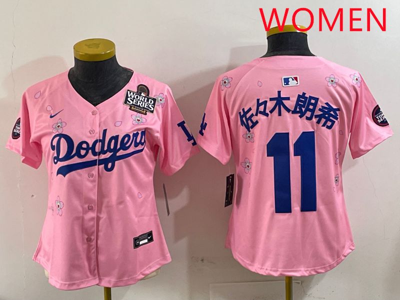 Women Los Angeles Dodgers #11 R.Sasaki Pink Sakura Edition 2025 Nike MLB Jersey style 7->philadelphia phillies->MLB Jersey